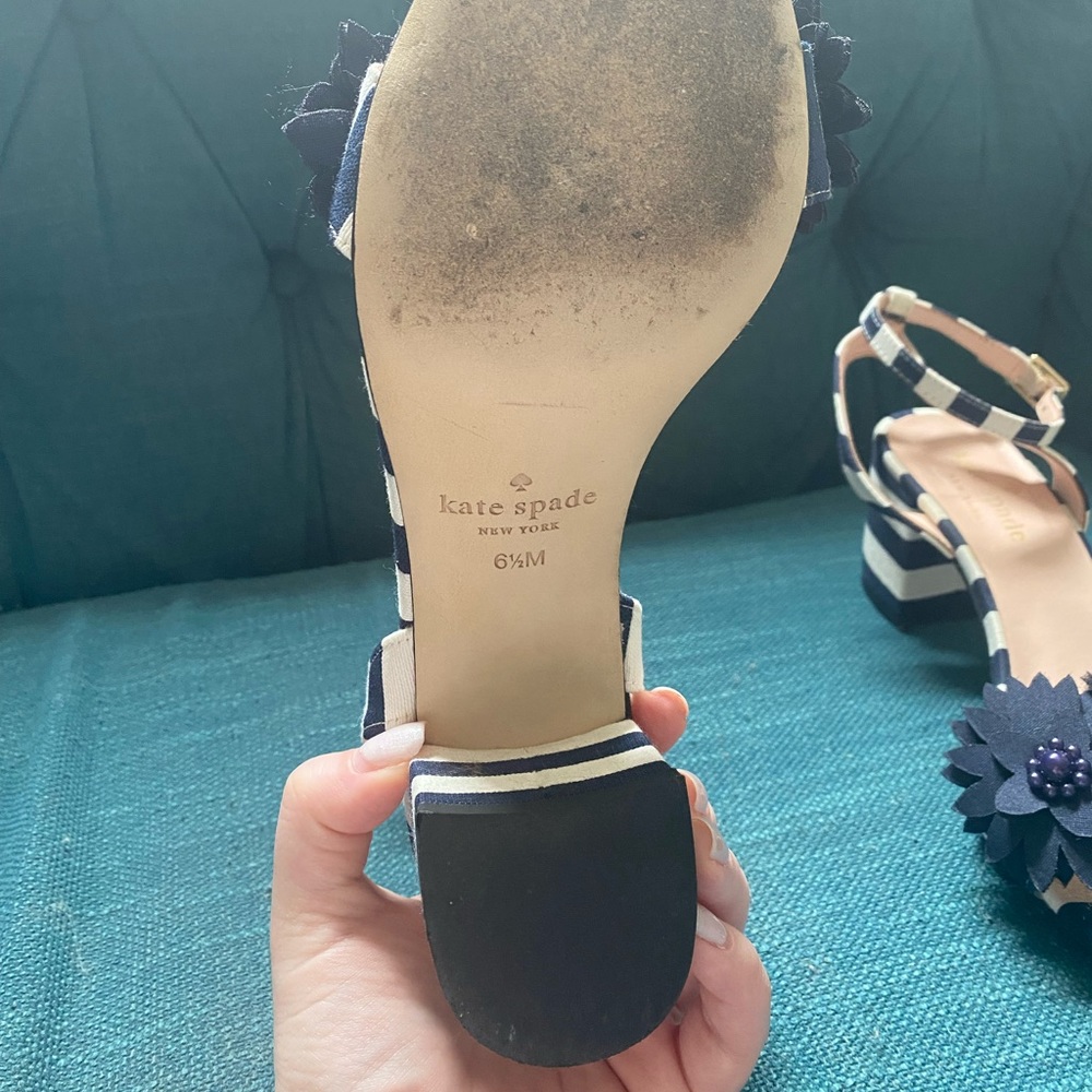 Kate Spade Navy/White Striped Wollie Sandals - Picture 5 of 6
